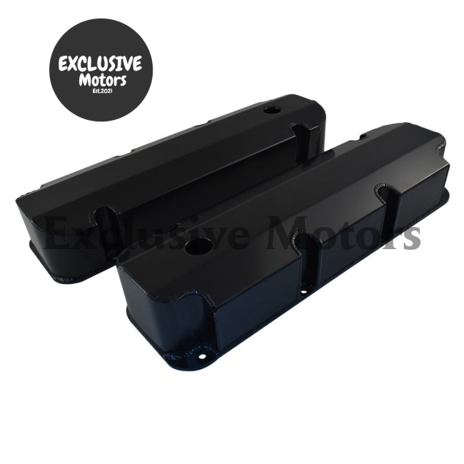 Fabricated Aluminum Valve Covers for Ford 429/460 BB, Short Bolt, Black (1968-1997)