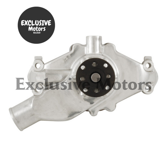 Short Water Pump, Upgraded Housing for Chevrolet SB (1955-1995) Polished Aluminum