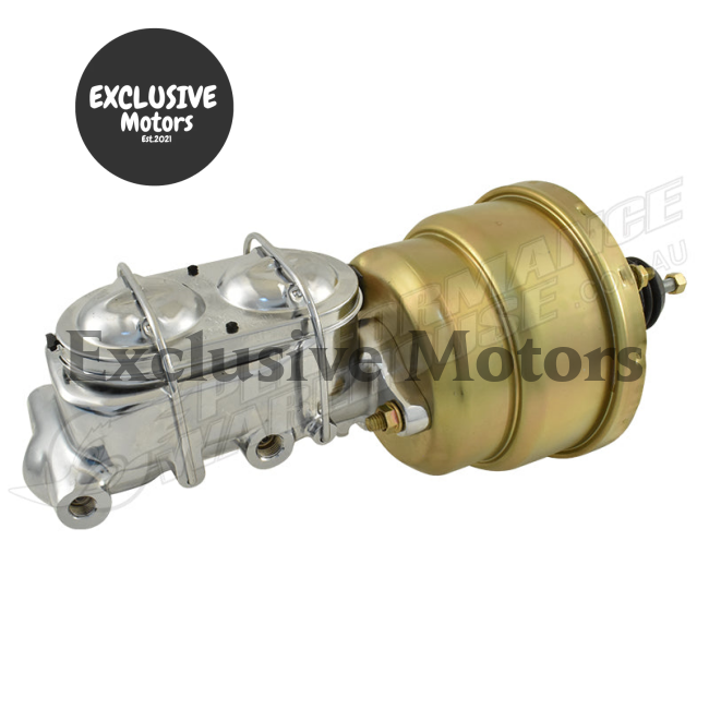 1-1/8" Chrome Master Cylinder & 7" Zinc Dual Brake Booster for GM (1964-1972)