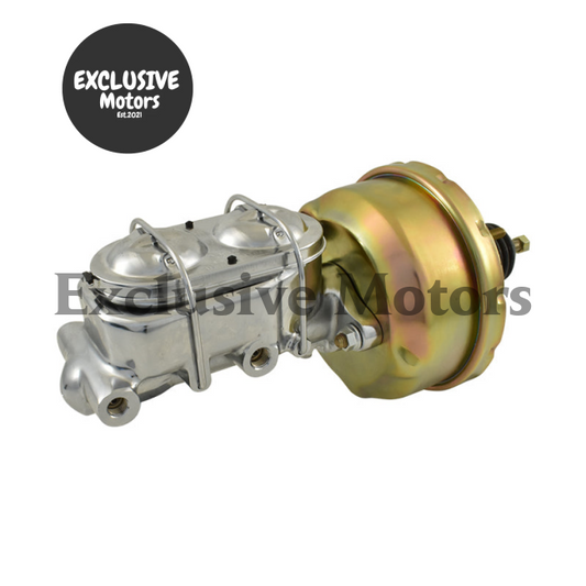1-1/8" Chrome Master Cylinder & 7" Zinc Brake Booster for GM (1964-1972)