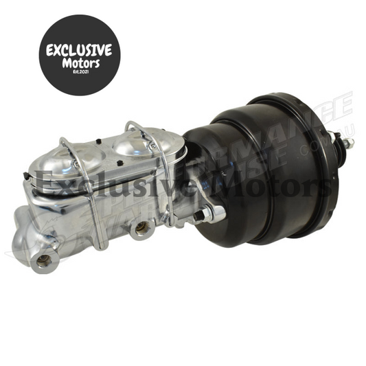 1-1/8" Chrome Master Cylinder & 7" Black Dual Brake Booster for GM (1964-1972)