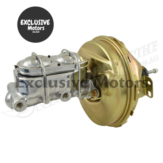 1-1/8" Chrome Master Cylinder & 9" Zinc Brake Booster for GM (1964-1972)