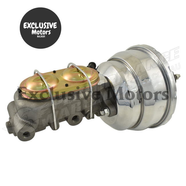 1-1/8" Bore Master Cylinder & 8" Chrome Dual Brake Booster for GM (1964-1974)