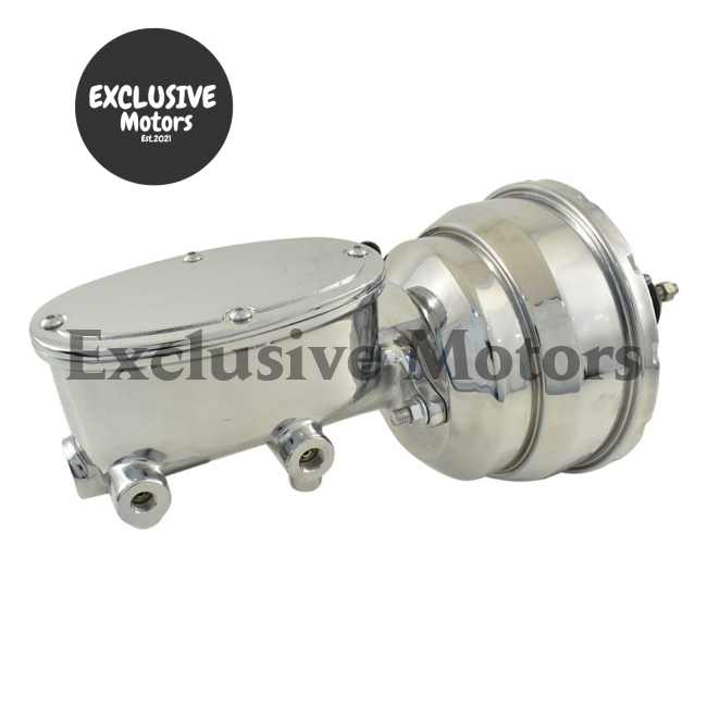 8" Chrome Dual Brake Booster & Master Cylinder for Universal Wilwood Style (1960-2023)
