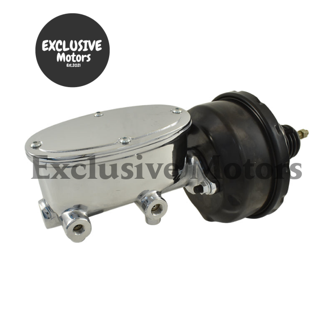 7" Black Brake Booster & Chrome Master Cylinder for Universal Wilwood Style (N/A)
