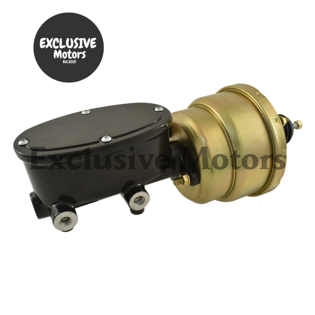 7" Dual Brake Booster & Black Master Cylinder for Universal Wilwood Style (1977-2023)