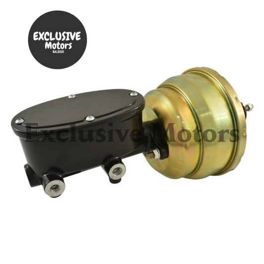 8" Dual Brake Booster & Black Master Cylinder for Universal Wilwood Style (1960-2023)