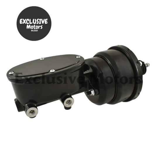 7" Black Dual Brake Booster & Master Cylinder for Universal Wilwood Style