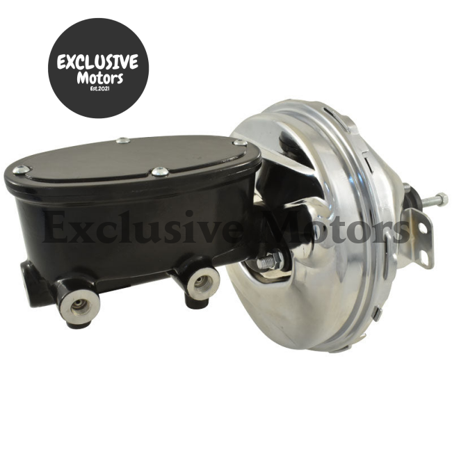 9" Chrome Brake Booster & Black Master Cylinder for Universal Wilwood Style (1970-2023)