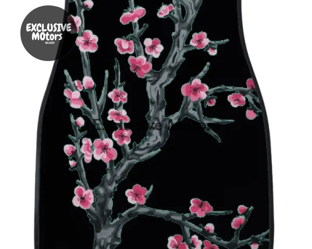 Custom Cherry Blossom Floor Mats Black