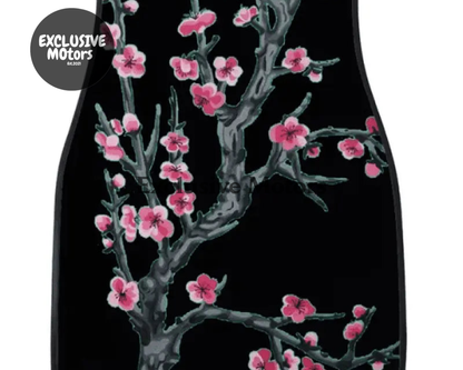 Custom Cherry Blossom Floor Mats Black