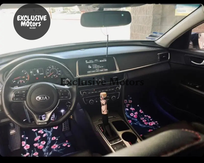 Custom Cherry Blossom Floor Mats Black