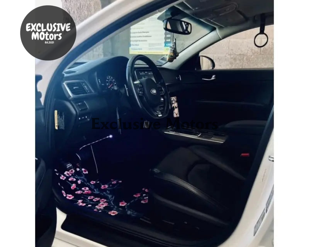 Custom Cherry Blossom Floor Mats Black