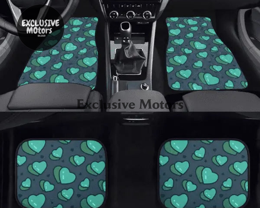 Custom Green Hearts Floor Mats