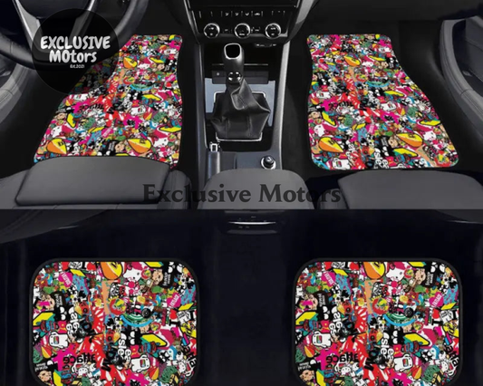 Custom JDM Sticker Bomb  Floor Mats