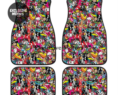 Custom JDM Sticker Bomb  Floor Mats
