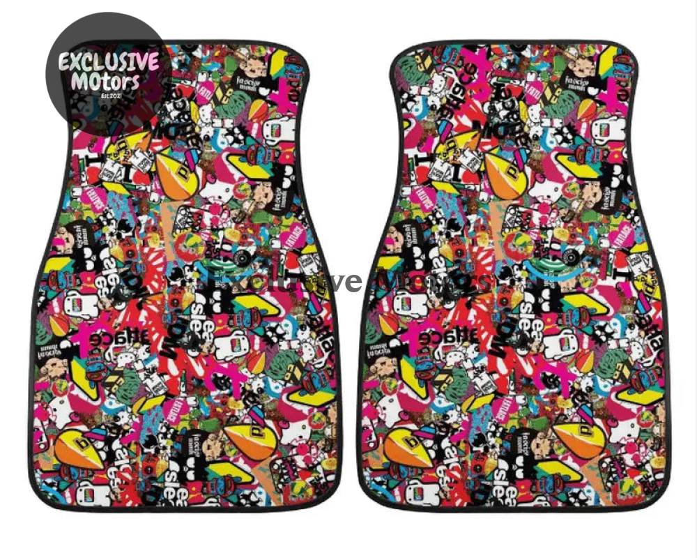 Custom JDM Sticker Bomb  Floor Mats