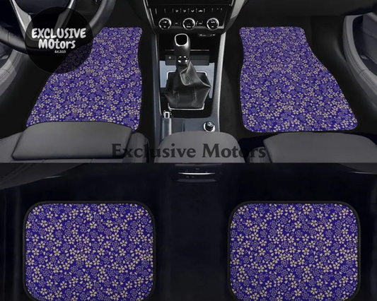 Custom Japanese Blue Cherry Gold Blossom Floor Mats