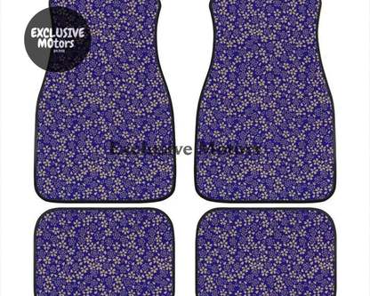 Custom Japanese Blue Cherry Gold Blossom Floor Mats