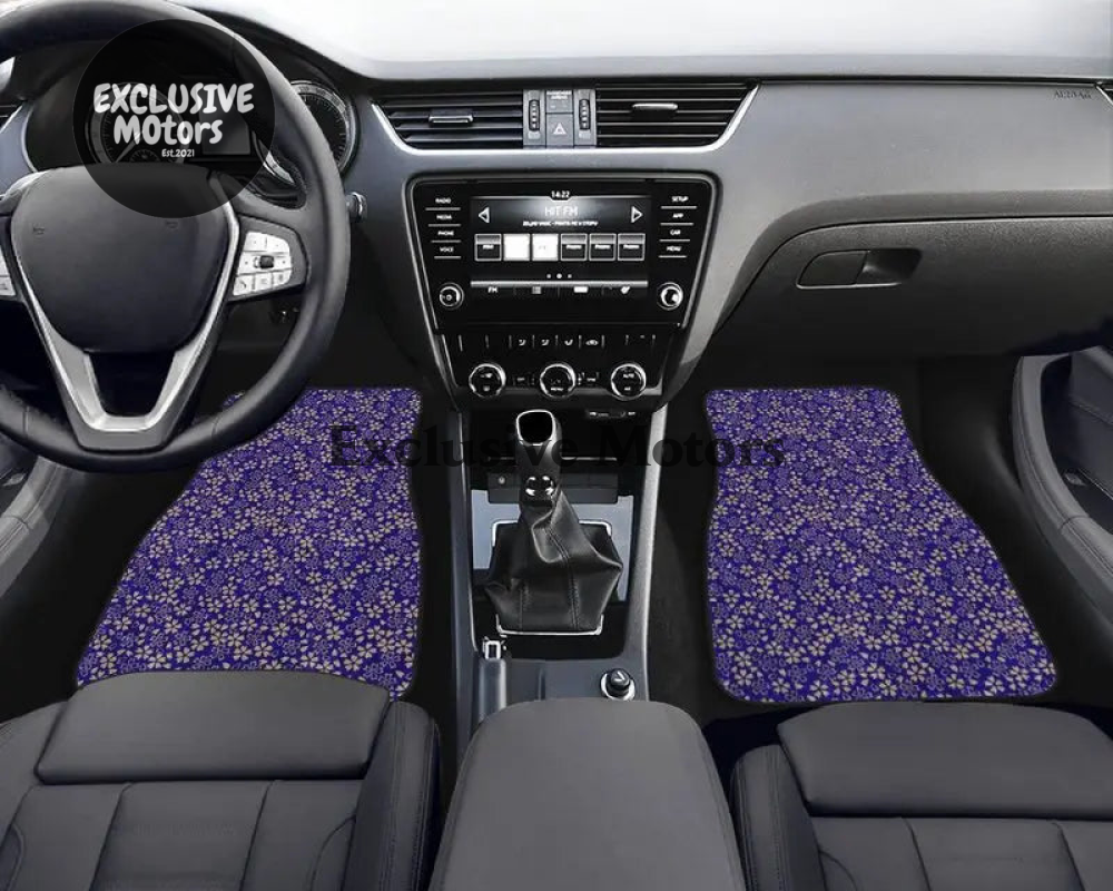 Custom Japanese Blue Cherry Gold Blossom Floor Mats