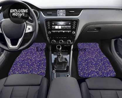 Custom Japanese Blue Cherry Gold Blossom Floor Mats