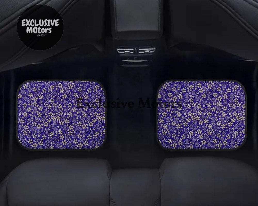 Custom Japanese Blue Cherry Gold Blossom Floor Mats