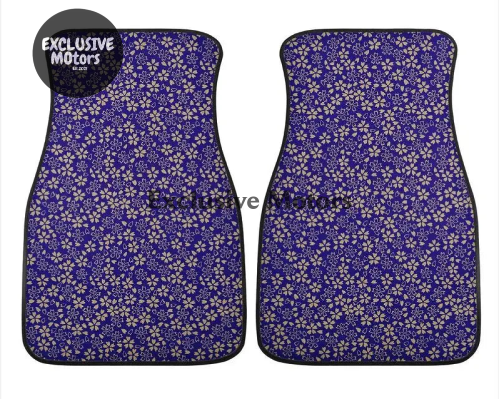 Custom Japanese Blue Cherry Gold Blossom Floor Mats