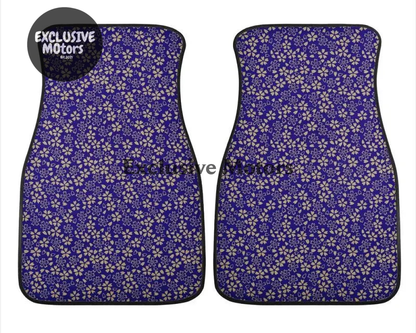 Custom Japanese Blue Cherry Gold Blossom Floor Mats