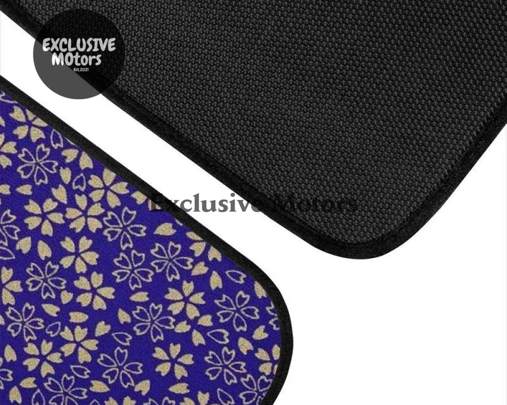 Custom Japanese Blue Cherry Gold Blossom Floor Mats