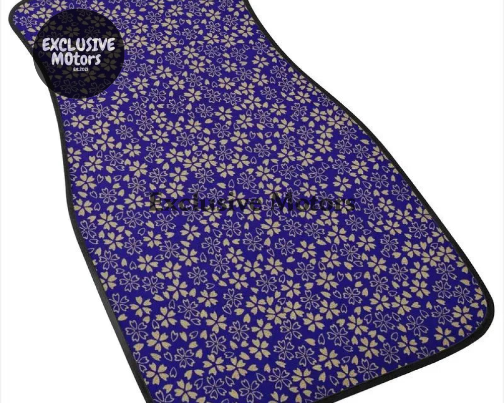 Custom Japanese Blue Cherry Gold Blossom Floor Mats