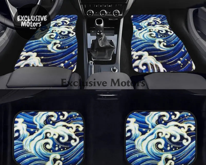 Custom Japanese Blue Waves Floor Mats