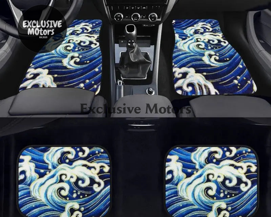 Custom Japanese Blue Waves Floor Mats