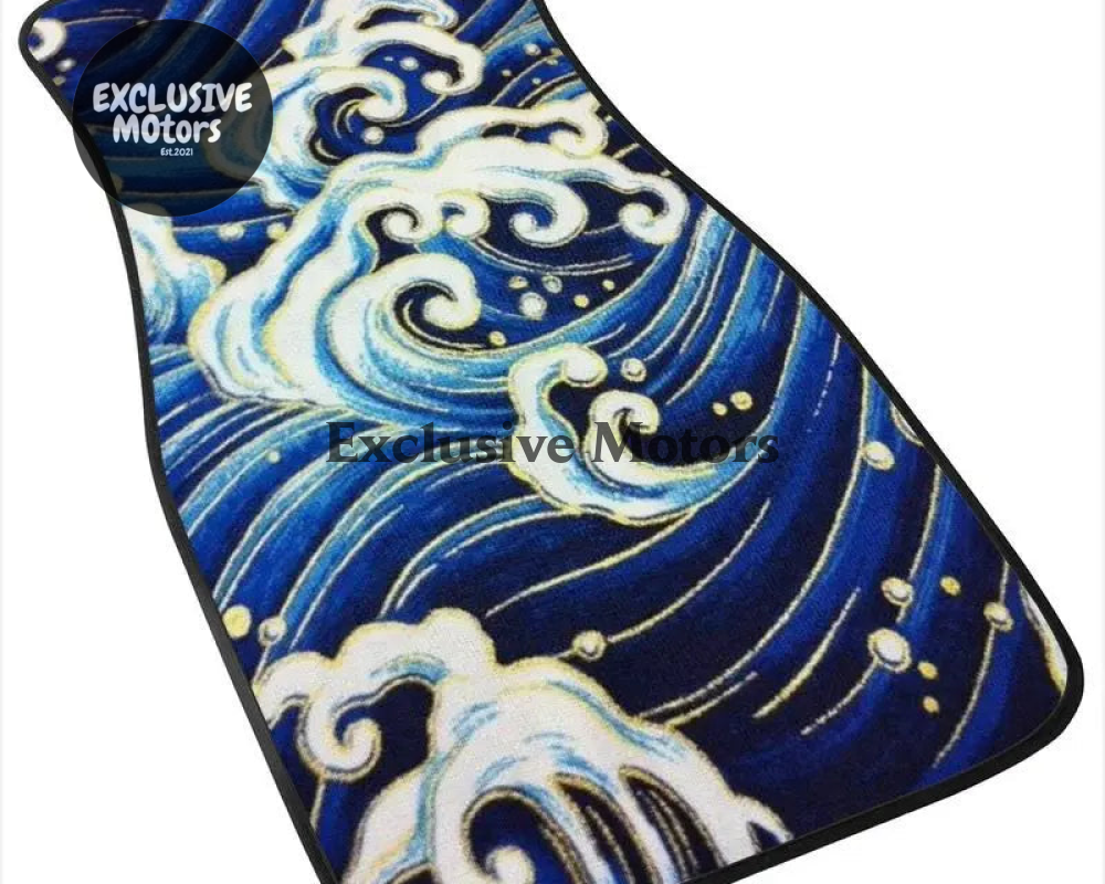 Custom Japanese Blue Waves Floor Mats