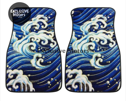 Custom Japanese Blue Waves Floor Mats