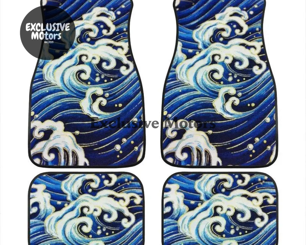 Custom Japanese Blue Waves Floor Mats