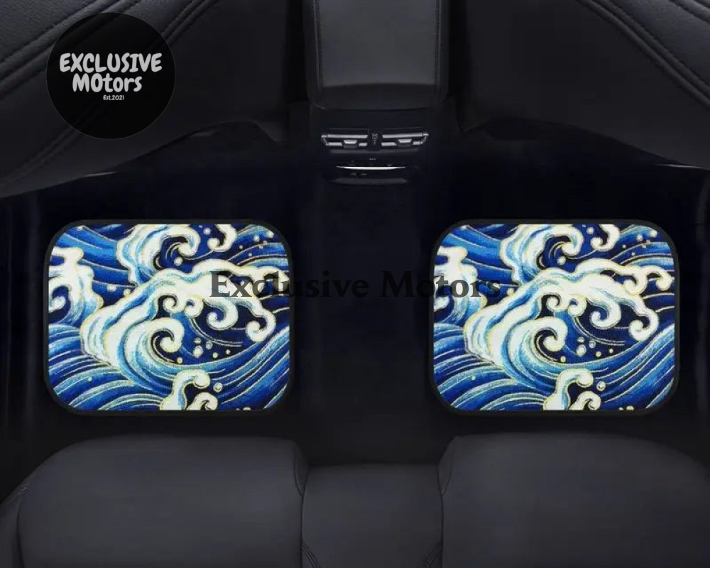 Custom Japanese Blue Waves Floor Mats