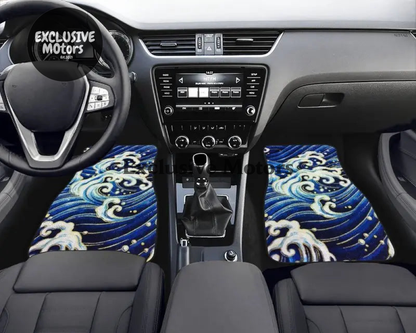 Custom Japanese Blue Waves Floor Mats