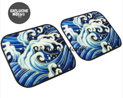Custom Japanese Blue Waves Floor Mats