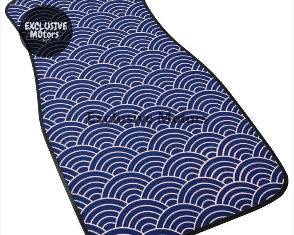 Custom Japanese Waves Floor Mats Blue
