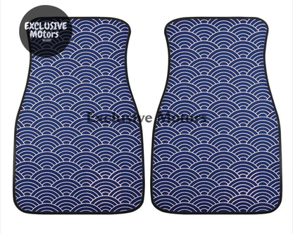 Custom Japanese Waves Floor Mats Blue