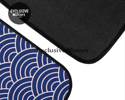 Custom Japanese Waves Floor Mats Blue