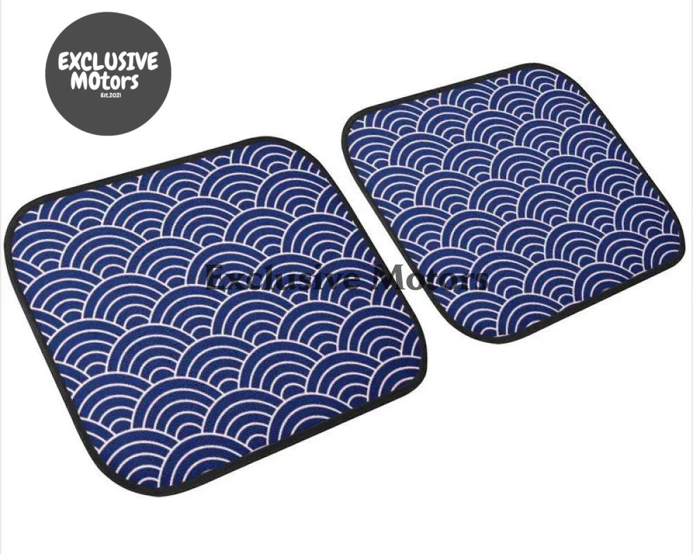 Custom Japanese Waves Floor Mats Blue