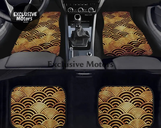 Custom Japanese Waves Floor Mats Gold