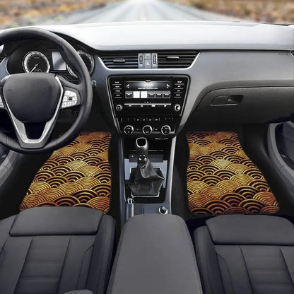 Custom Japanese Waves Floor Mats Gold