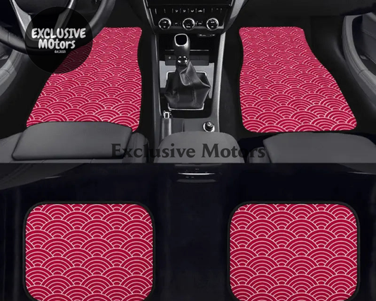 Custom Japanese Waves Floor Mats Red
