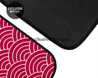 Custom Japanese Waves Floor Mats Red