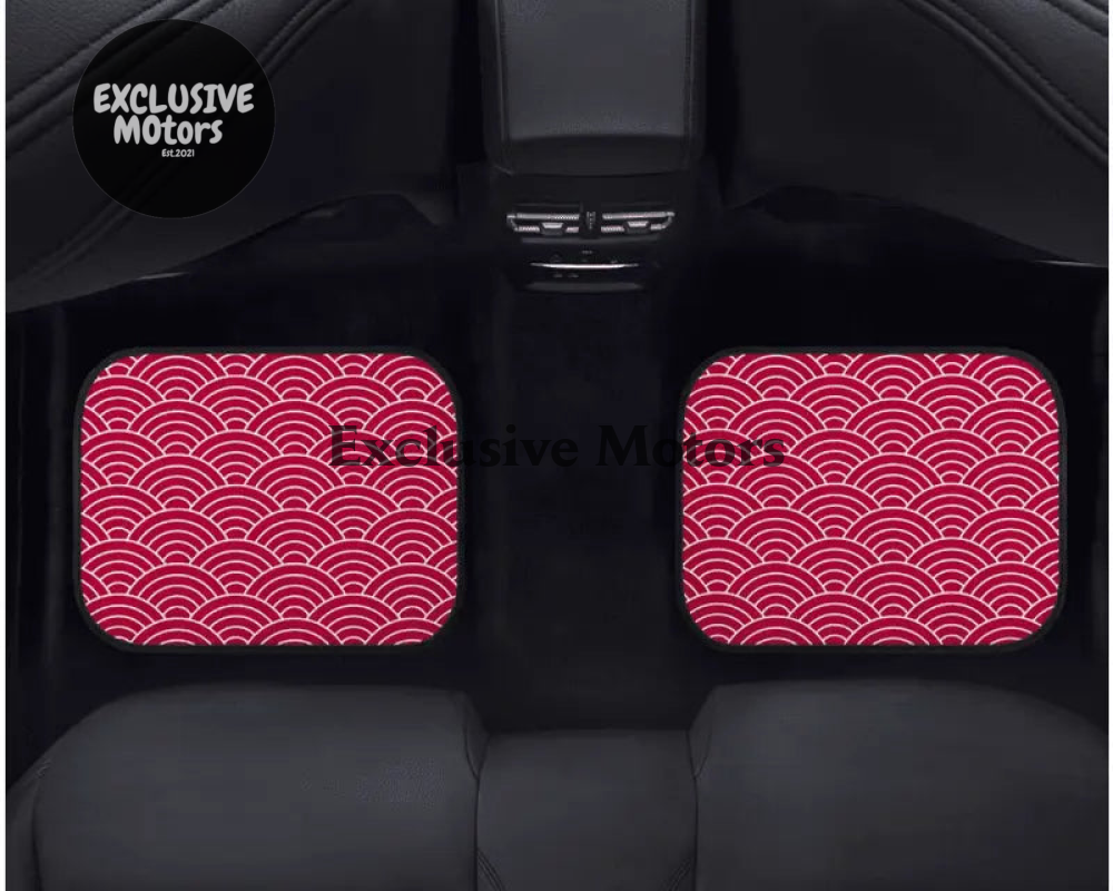 Custom Japanese Waves Floor Mats Red