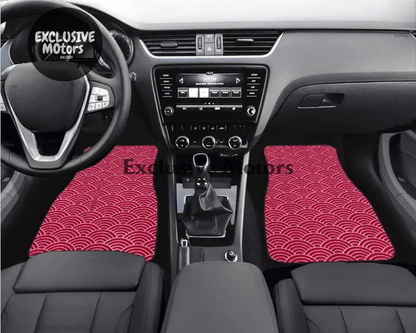 Custom Japanese Waves Floor Mats Red