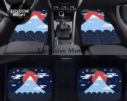 Custom Mount Fuji + Japanese Sunrise  + Waves Floor Mats