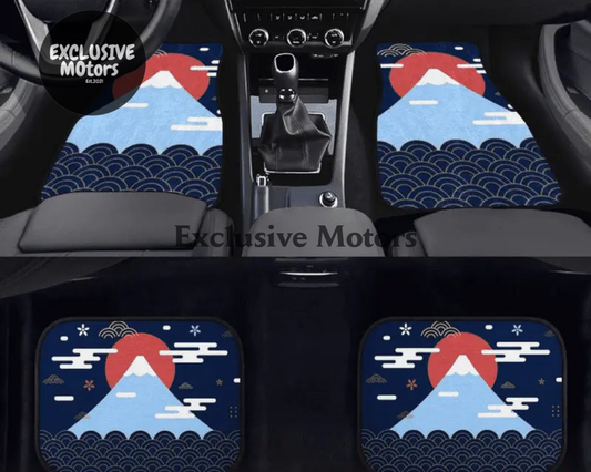 Custom Mount Fuji + Japanese Sunrise  + Waves Floor Mats
